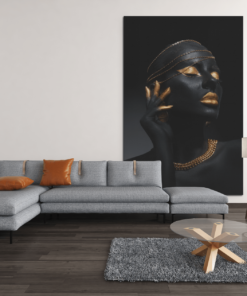 ALIVA 1114 canvas schilderij sieraden vrouw zwart goud d