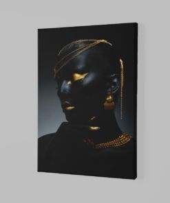 ALIVA 1116 vrouw portret zwart goud sieraden b