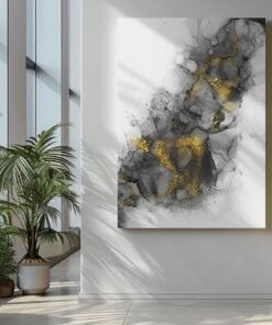 ALIVA 1121 abstract grijs goud marmer canvas schilderij c