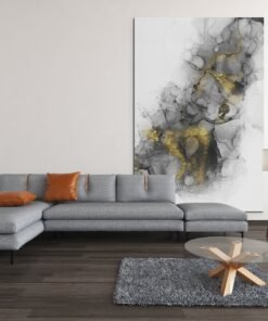 ALIVA 1121 abstract grijs goud marmer canvas schilderij d