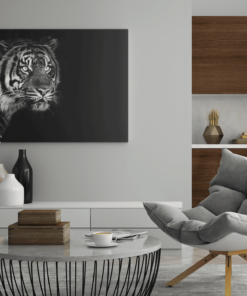 Tijger Grijs Zwart Canvas Schilderij - Afbeelding 3