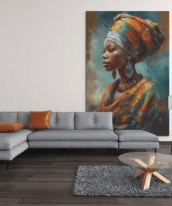 ALIVA 1125 afrikaanse vrouw portret canvas schilderij e