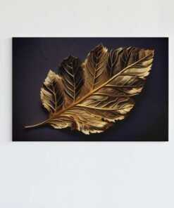 Blad Zwart Goud Canvas Schilderij