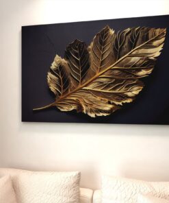 Blad Zwart Goud Canvas Schilderij - Afbeelding 5
