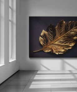 Blad Zwart Goud Canvas Schilderij - Afbeelding 4