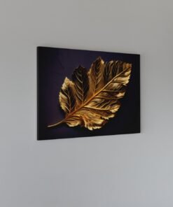 Alternative view of Blad Zwart Goud Canvas Schilderij