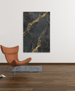 Abstract goud zwart Canvas Schilderij - Afbeelding 3