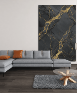 Abstract goud zwart Canvas Schilderij - Afbeelding 4