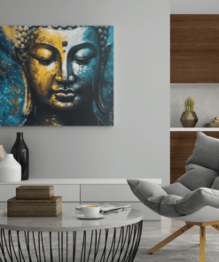 Boeddha Portret Canvas Schilderij - Afbeelding 3