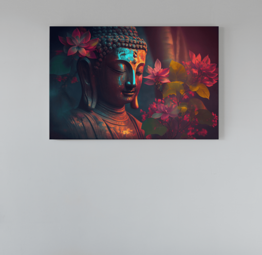 ALIVA 1133 canvas schilderij boeddha met bloemen a