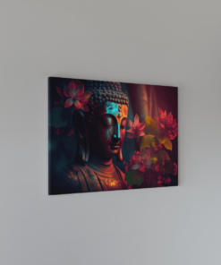 Alternative view of Boeddha Met Bloemen Canvas Schilderij