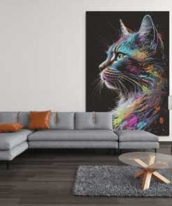 ALIVA 1134 a canvas schilderij kleurrijke kat c