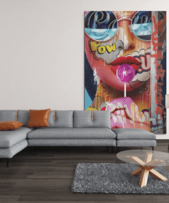 Vrouw met lolly Canvas Schilderij - Afbeelding 4