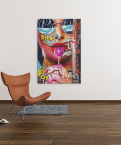 Vrouw met lolly Canvas Schilderij - Afbeelding 3