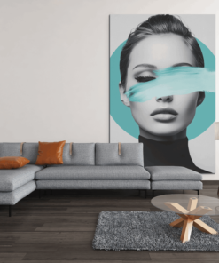 ALIVA 1139 canvas schilderij vrouw gezicht turkoois d 1