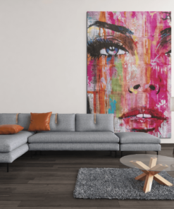 Canvas Schilderij Vrouw Gezicht Rood - Afbeelding 4