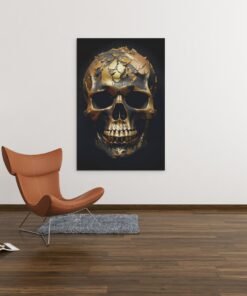 Canvas Schilderij Gouden Schedel - Afbeelding 3