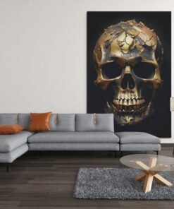 Canvas Schilderij Gouden Schedel - Afbeelding 4