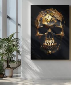 Canvas Schilderij Gouden Schedel - Afbeelding 5