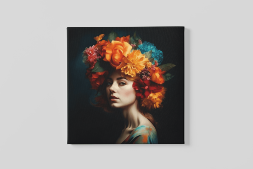 OEFE 1001 a vrouw en bloemen canvas schilderij