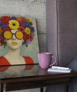 OEFE 1005 vrouw met bloemen canvas schilderij b