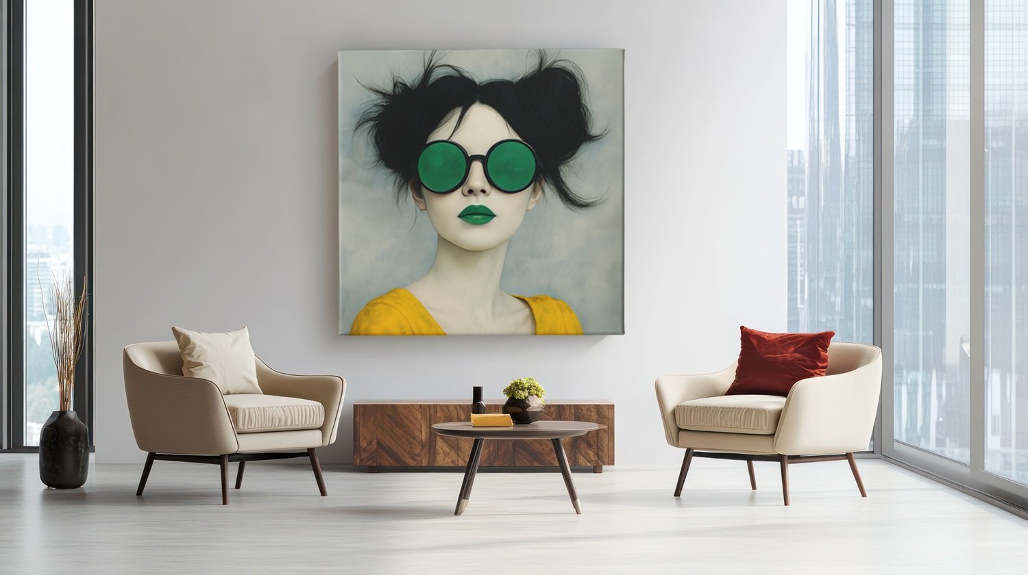 Vrouw portret kunst Canvas schilderij - Afbeelding 4