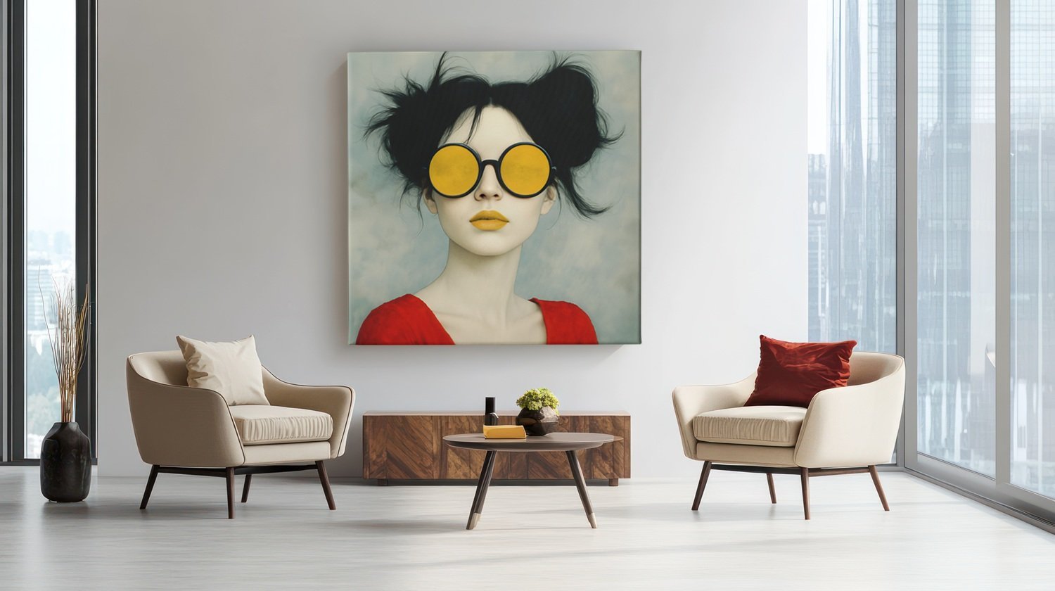 Abstracte Vrouw Canvas Schilderij - Afbeelding 4