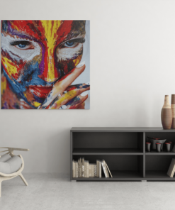 OEFE 1015 gekleurde vruow gezicht canvas schilderij vierkant d