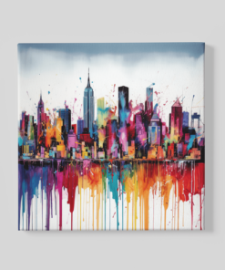 Kleurrijke stad Canvas Schilderij