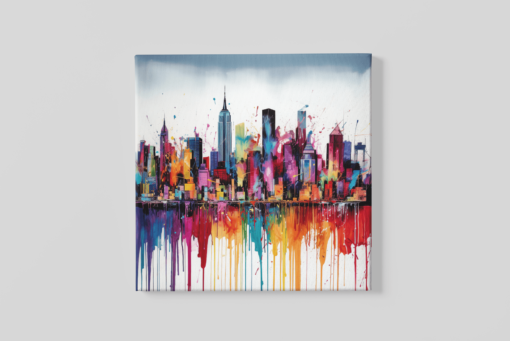 OEFE 1019 kleurrijke stad abstract canvas schilderij a