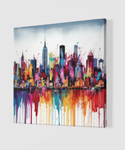 Alternative view of Kleurrijke stad Canvas Schilderij