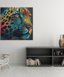 OEFE 1023 kleurrijke luipaard wild dieren canvas schilderij c