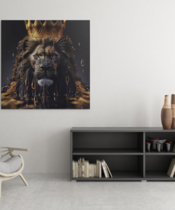 OEFE 1028 leeuw koninklijk dieren wild canvas vierkant schilderij c