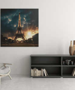 Parijs Vierkant Canvas Schilderij - Afbeelding 3