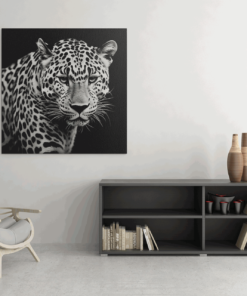 OEFE 1033 luipaard portret grijs canvas dieren schilderijen c