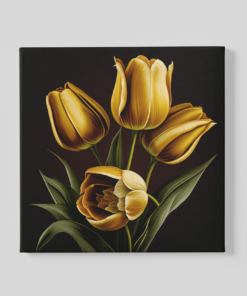 Gouden Tulpen Canvas Schilderij