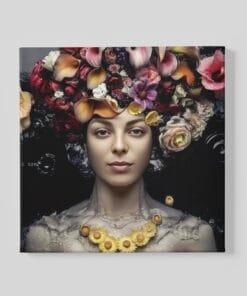 Vrouw met bloemen Canvas Schilderij