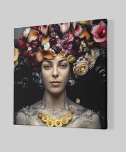 Alternative view of Vrouw met bloemen Canvas Schilderij
