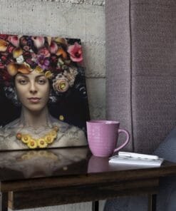 OEFE 1043 vrouw met bloemen portret canvas schilderij ab