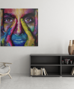 OEFE 1045 gekleurde vrouw gezicht canvas schilderij d
