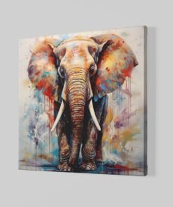 Alternative view of Kleurrijke olifant Canvas Schilderij