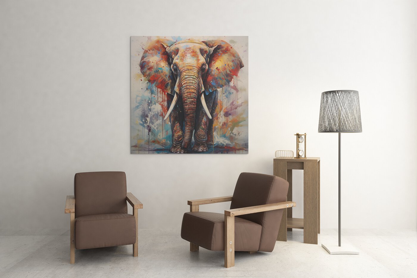 OEFE 1047 kleurrijke olifant dieren canvas schilderij c
