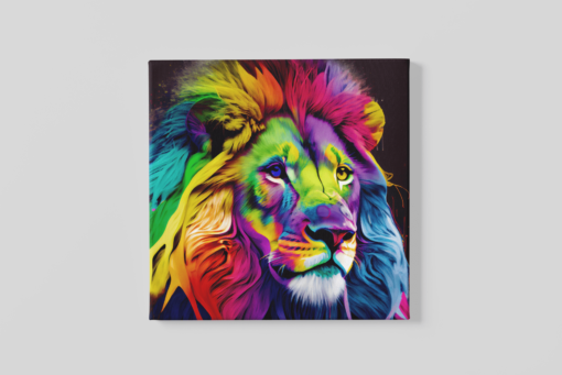 Kleurrijke Leeuw Canvas Schilderij