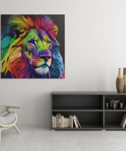 OEFE 1048 kleurrijke leeuw portret dieren canvas schilderij c
