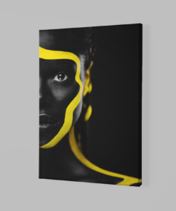 ALIVA 1063 vrouw portret geel zwart canvas schilderij a