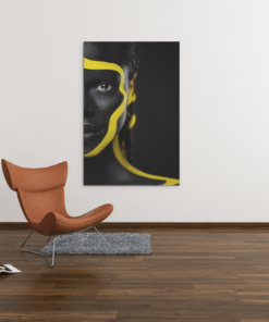 ALIVA 1063 vrouw portret geel zwart canvas schilderij b