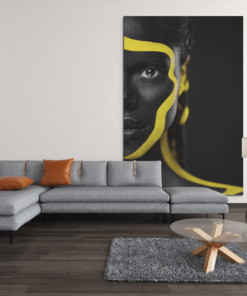 ALIVA 1063 vrouw portret geel zwart canvas schilderij d