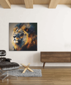 Kleurrijke Leeuw Canvas Schilderij - Afbeelding 4
