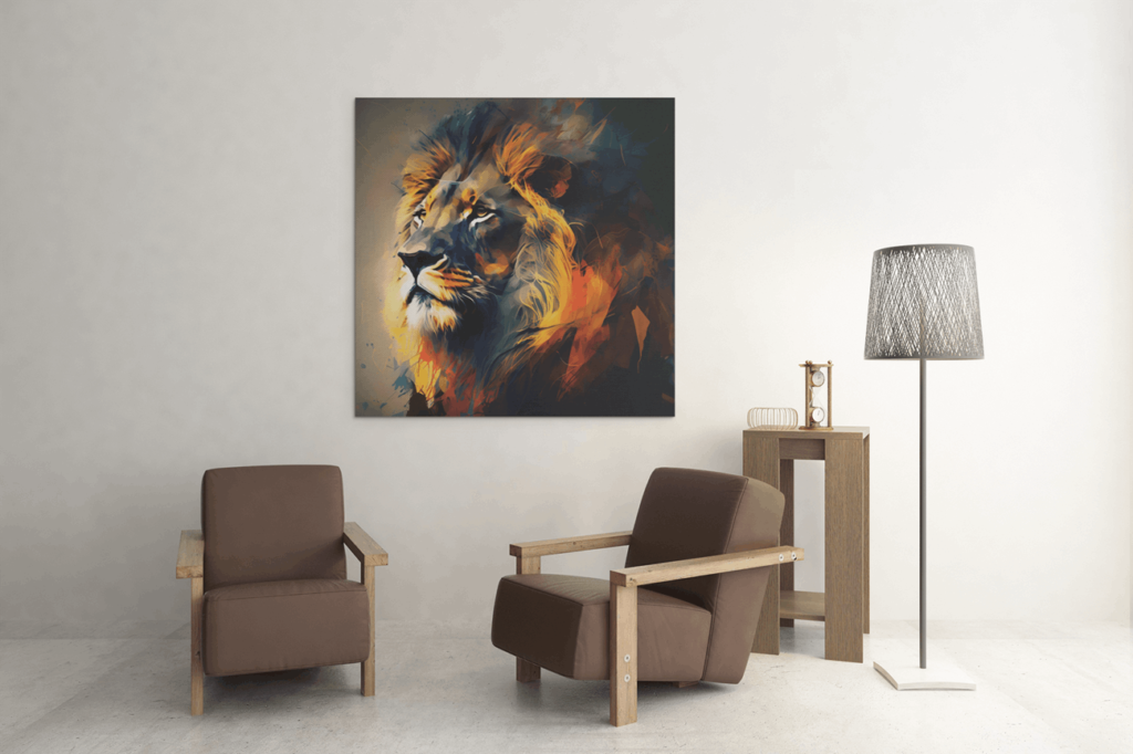 OEFE 1020 kleurrijke leeuw portret dieren canvas schilderij c