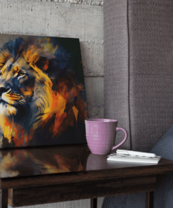 Kleurrijke Leeuw Canvas Schilderij - Afbeelding 3